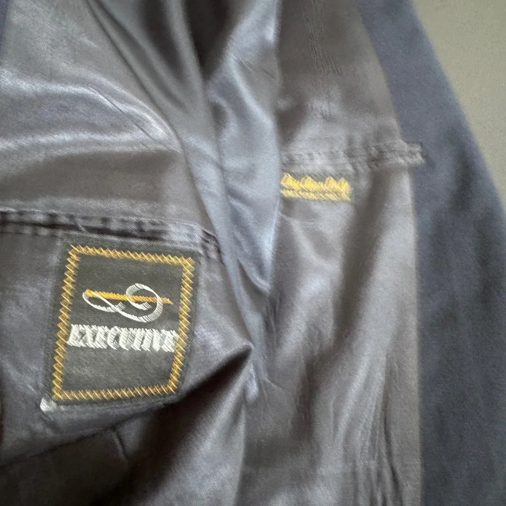 1970s‎ Sears Executive 3-Piece Suit Mens 40L W32 L33 Navy Blue Solid Vintage USA
